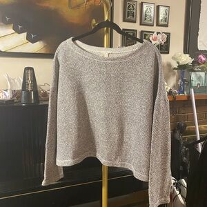 Eileen Fisher Heathered Light Gray Organic Cotton Sweater